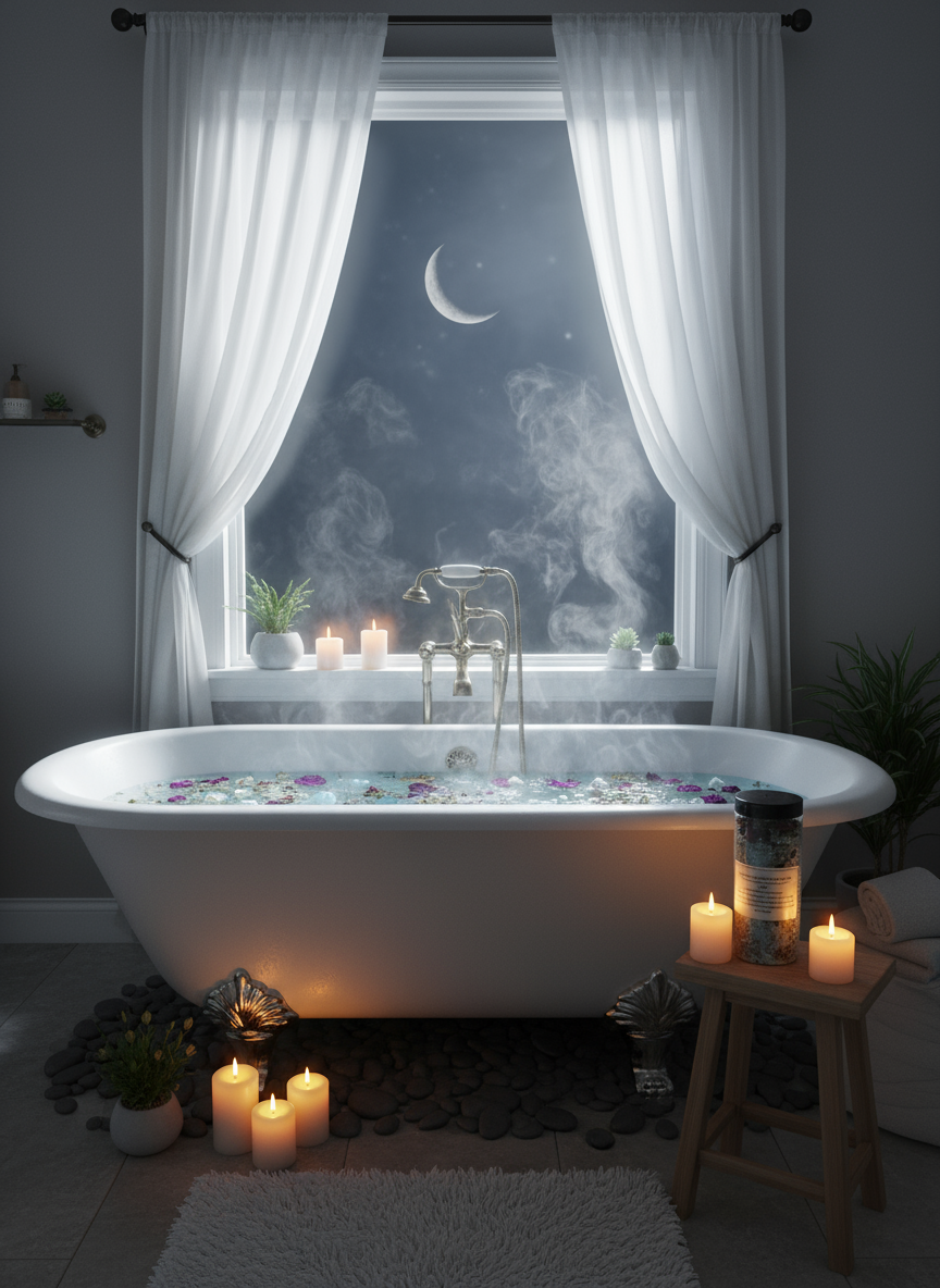 New Moon Bath Tea with chamomile, peppermint and lemongrass for manifestation