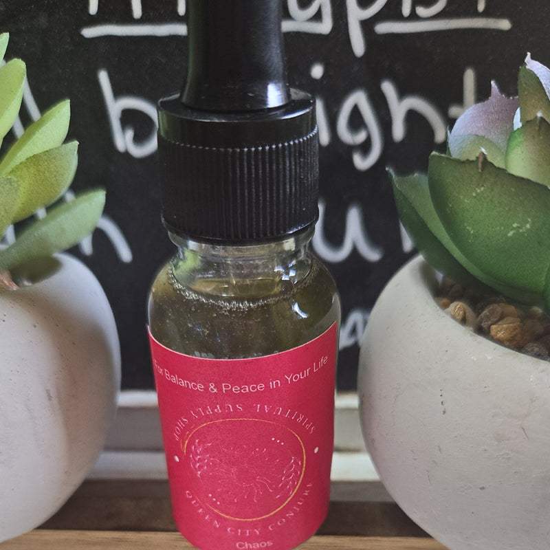 Chaos Spiritual oil bottle for balance happiness and empowerment