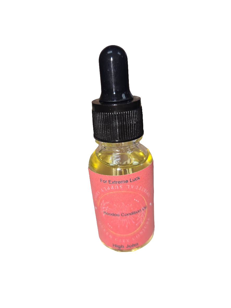 Sacred High John conjure oil bottle for extreme luck & fortune