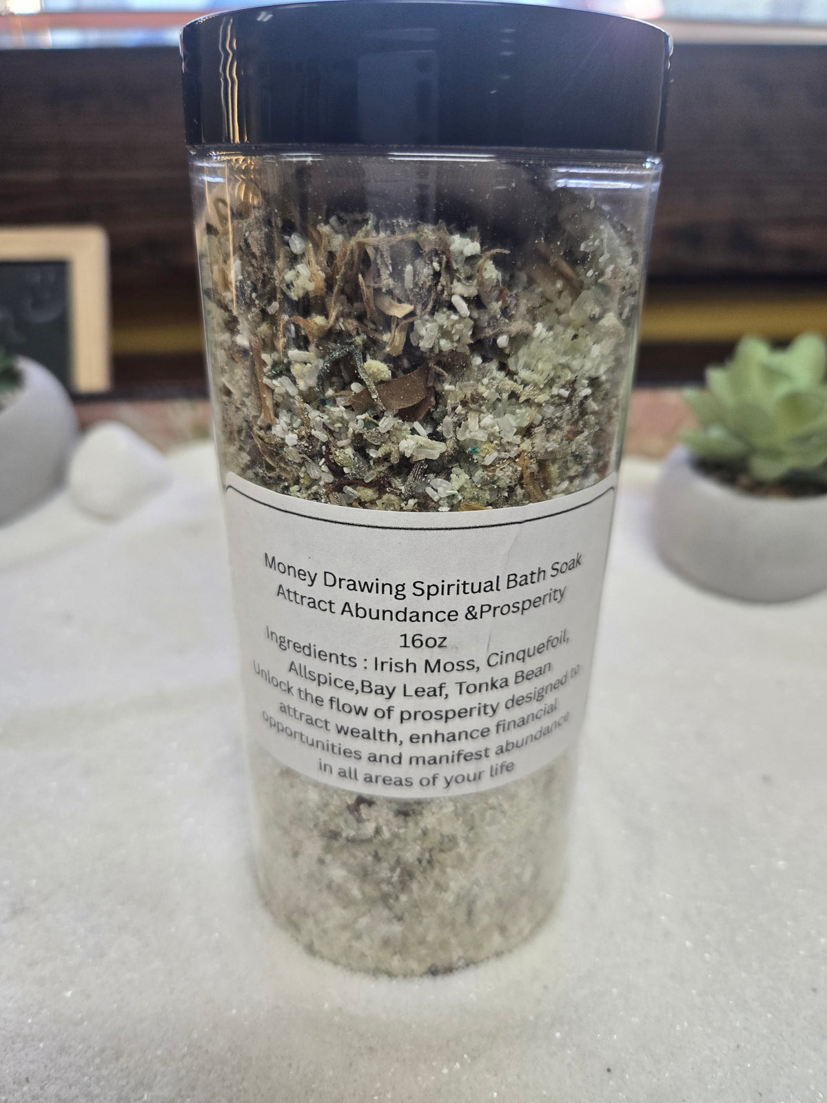 Money Blessing Spiritual Salt jar with natural ingredients for abundance and prosperity bath soak