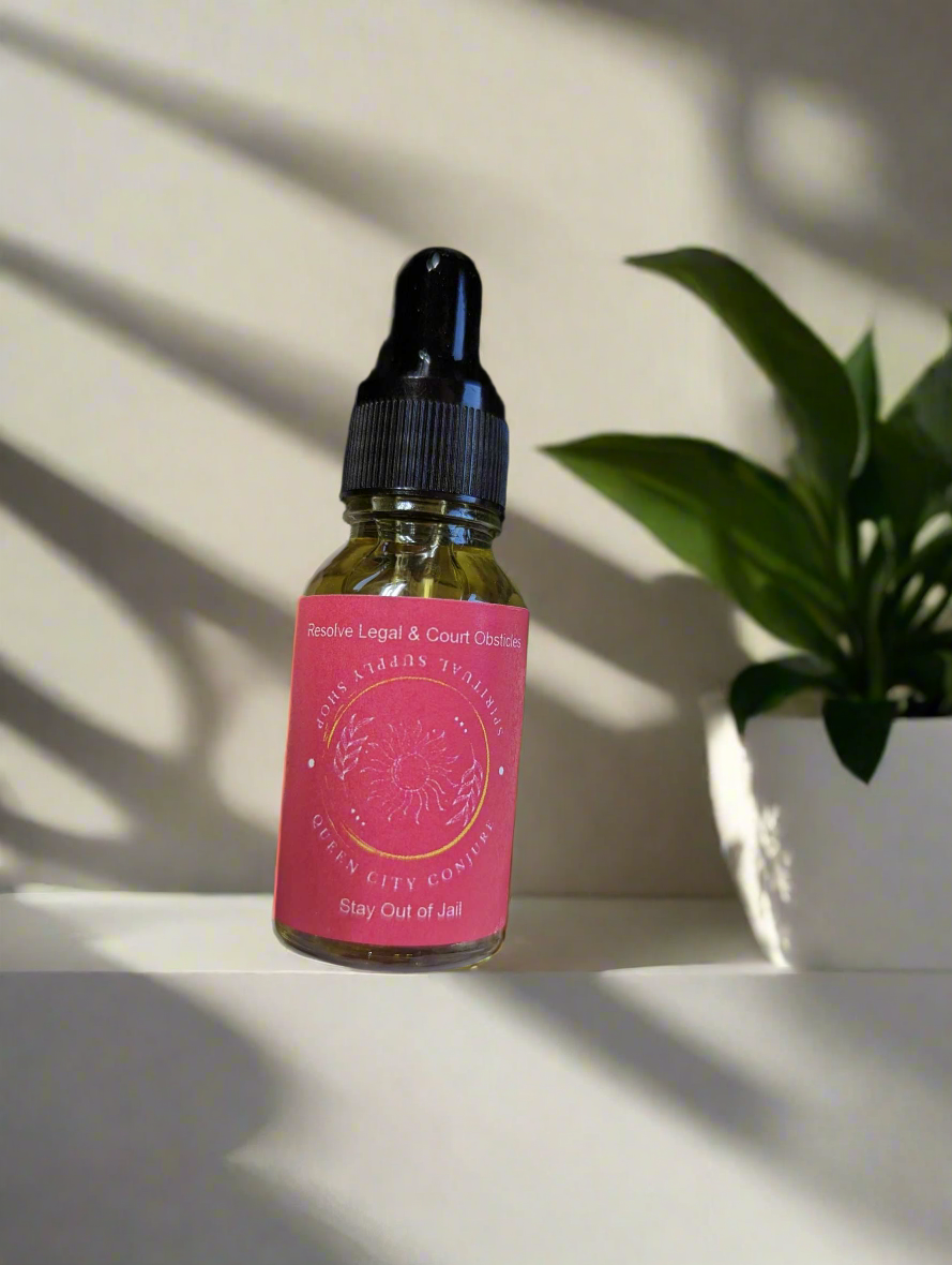 Stay Out of Jail conjure oil bottle for legal protection and peace of mind.