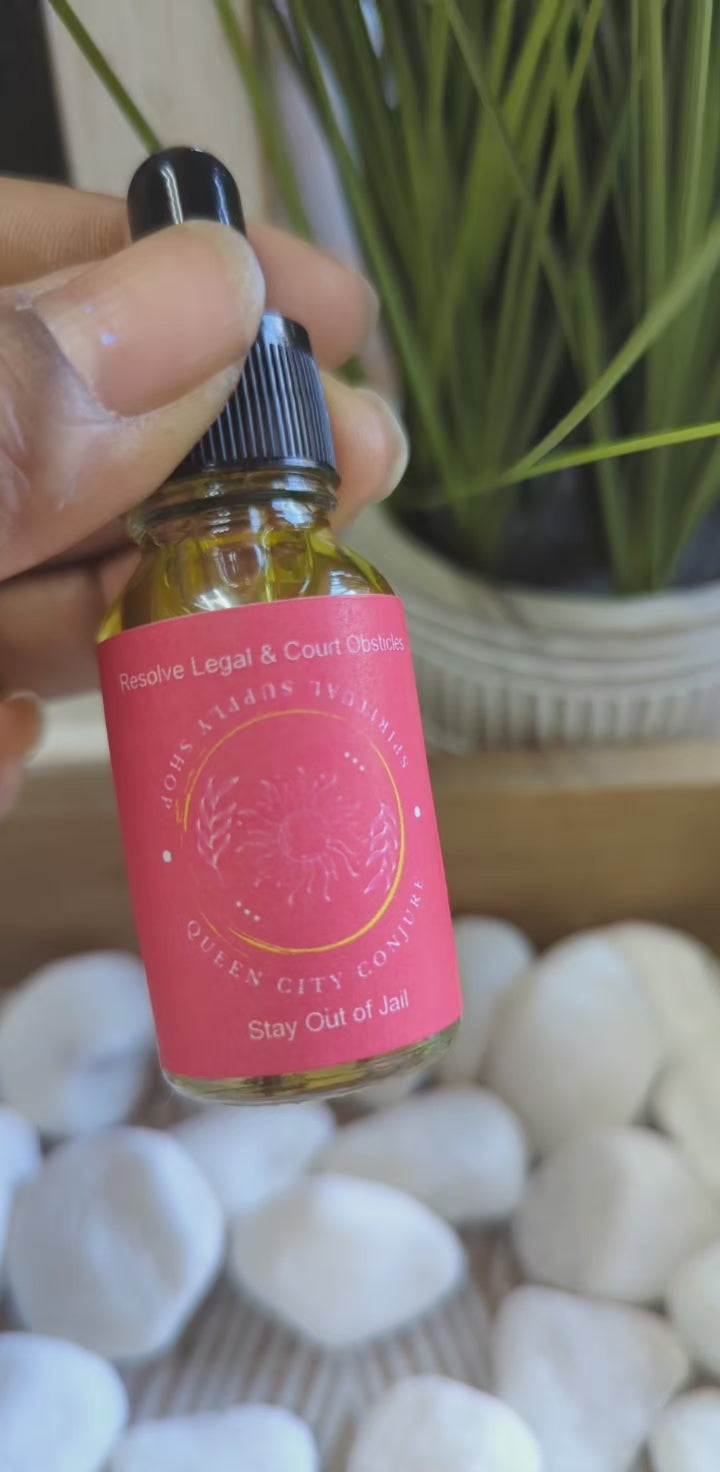 Stay Out of Jail conjure oil bottle for legal protection and peace of mind.